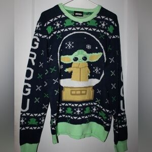 Star Wars Baby Yoda Grogu Snow Globe Christmas Sweater Large